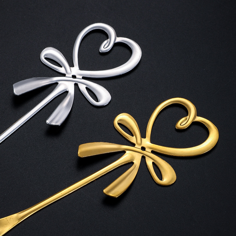 Stainless Steel Dessert Creative High-Value Bowknot Cake Coffee Stirring Bird's Nest Gift Spoon