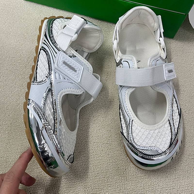Womens Silvery Orbit Flash Mary Jane Sneakers luxury lightweight technical fabric mesh Ladies ballet shoes Non slip Rubber outsole breathable mesh Mary Jane shoes