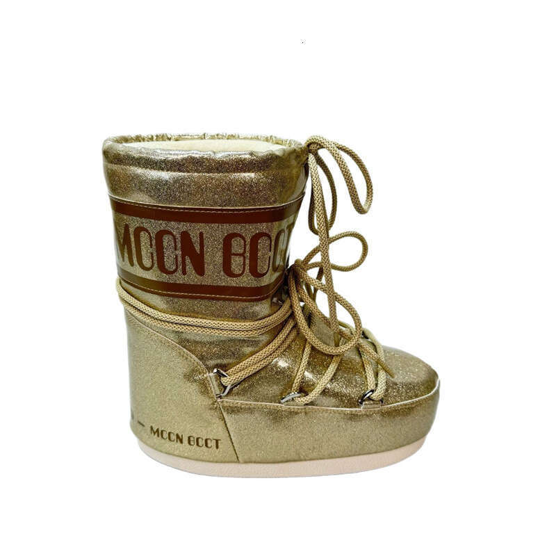 Waterproof Starry Sky Moon Snow for Women 2025 Winter New Mid-High Lace-Up Non-Slip Warm Ski Boots