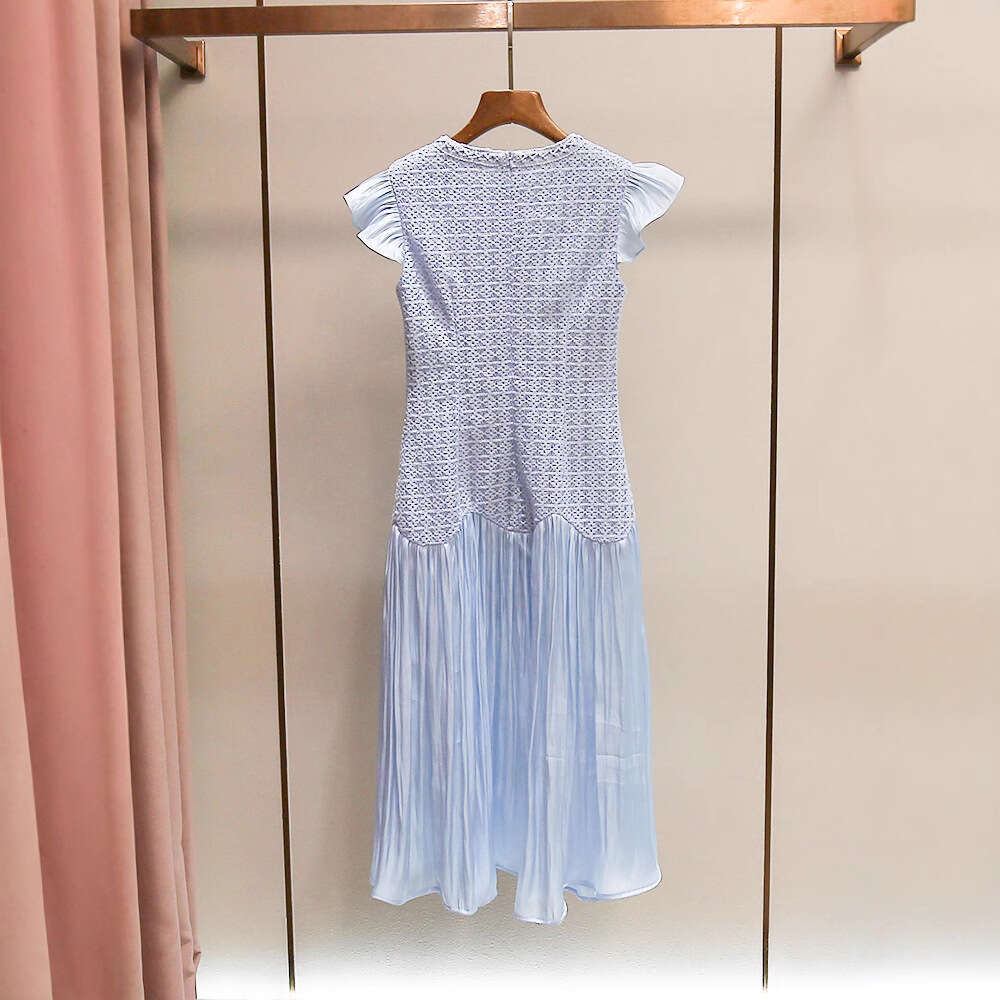 FC Designer's high-end women's summer new social style round neck k30 woven patch mesh straight tube FC long skirt