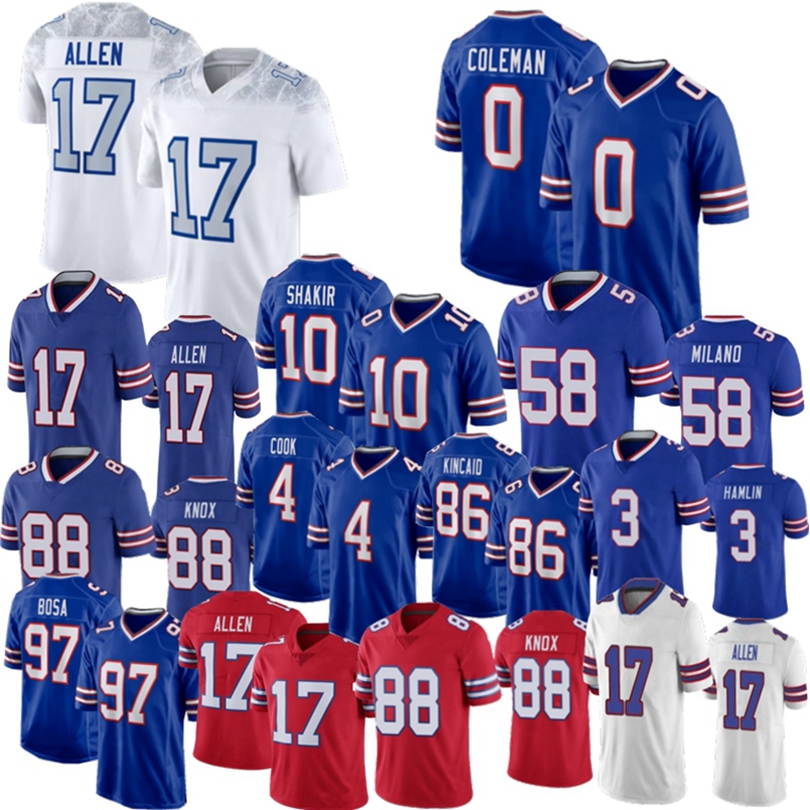 Josh Allen Keon Coleman DJ Moore Football Jersey Dalton Kincaid Milano Cook Dawson Knox Hamlin Khalil Shakir Dawkins