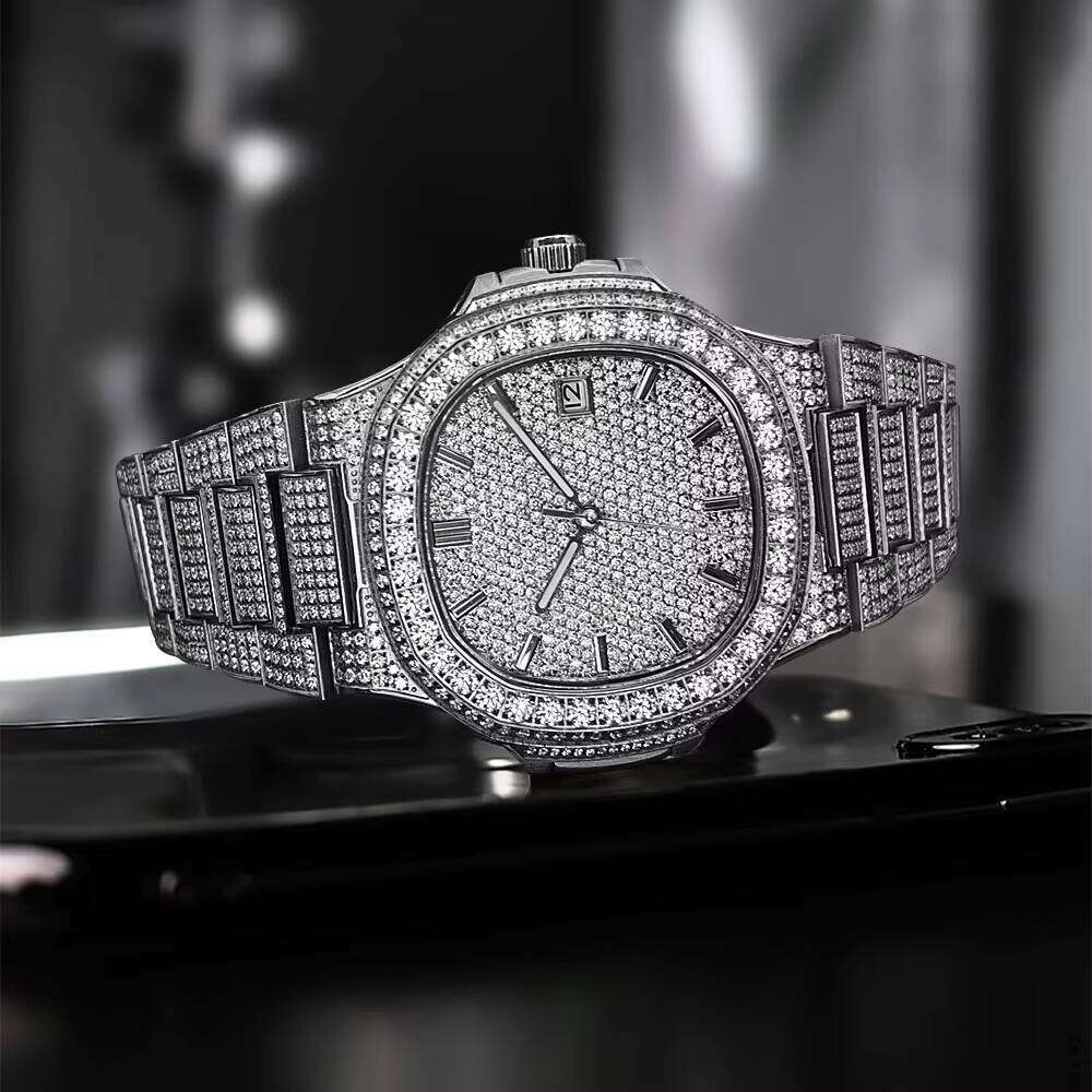 Montre Full Real Diamond Hip Hop Iced Out Automatic Jewelry Watches Gold Luxury Brand Men Mechanical VVS Moissanite Watch