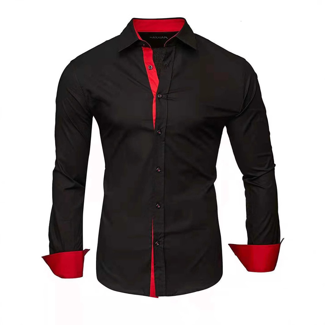 Bestseller 2025 new men's handsome personality casual contrast Tencel long sleeve men's casual shirt ddmytues