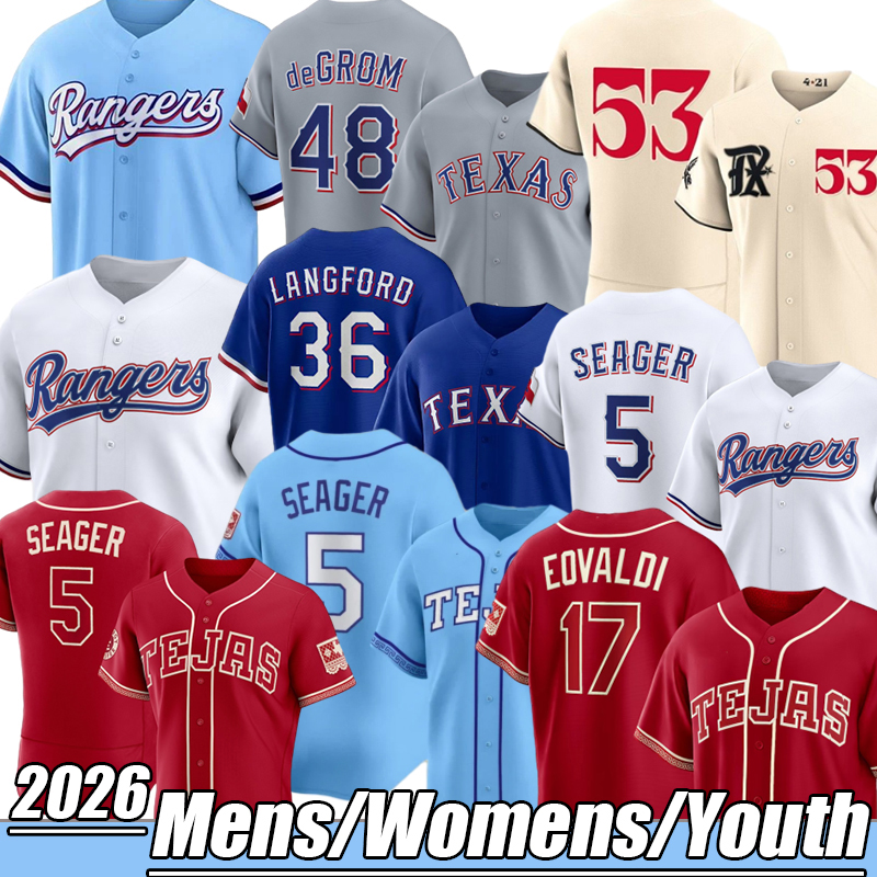 Corey Seager 48 Jacob deGrom Custom Baseball Jerseys Texas Ranger Nolan Ryan Marcus Semien City Connect Josh Smith Adolis Garcia Kole Calhoun Jon Gray Hamilton