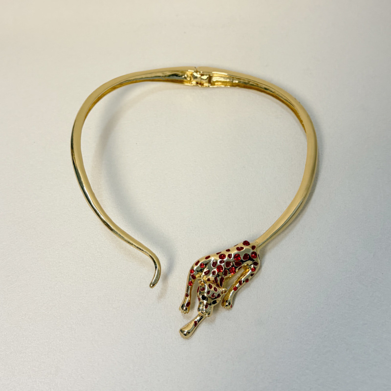 Luxury 18K Gold Color Enamel Leopard Collar Necklace for Women Zircon Diamond Panther Animal Designer Necklace chokers Women Jewelry for wedding gift