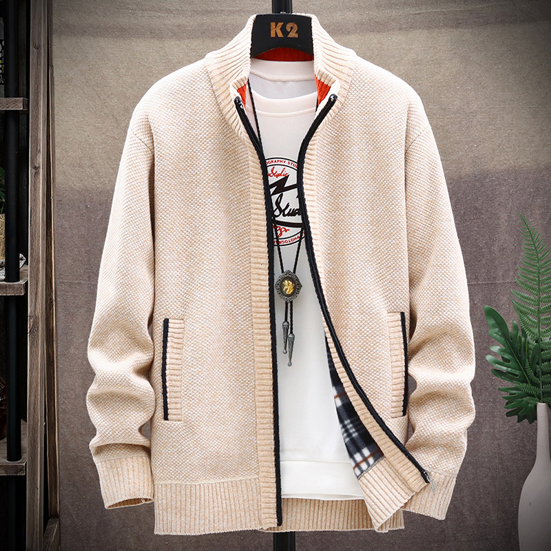 Autumn And Winter Luxury Men's Sweater Jacket Men's Fashion Designer Wool Lining Thick Hooded Knitted Cardigan Youth Men's Jacket Top W