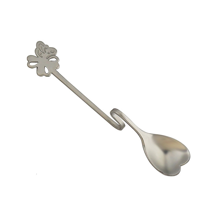 Spoon 304 Stainless Steel Creative Heart Shaped Hanging Korean Style Dessert Stirring Spoon 2pcs