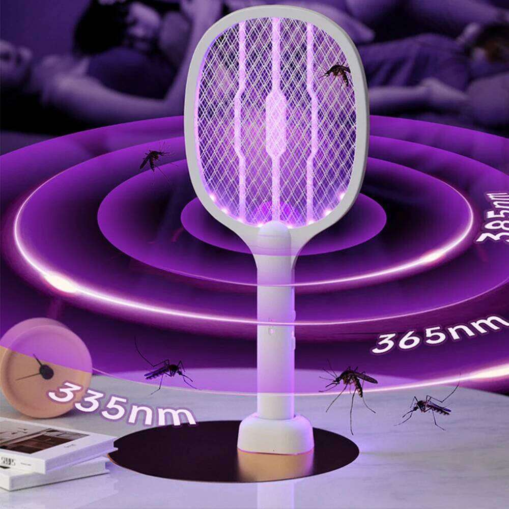 3000V Rechargeable Electric Swatter USB-C Handheld Bug Zapper Racket 2 in1 Fly Killer and Mosquito Trap Lamp for Home Office