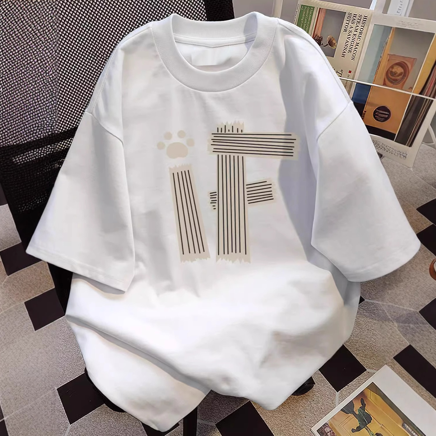 Luxury Brand Heavyweight Cotton Print Short Sleeve T Shirt For Men Women Summer 2026 New Oversized Casual Couple Tee Top Streetwear Fashion Retro Vint