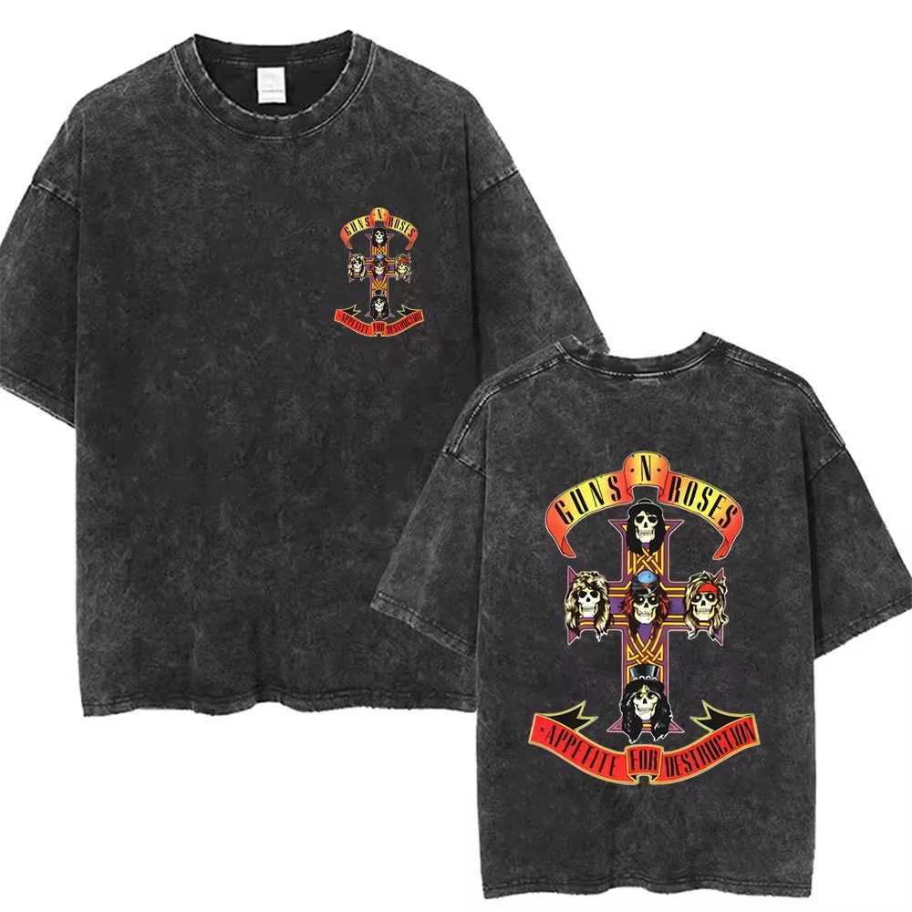 New Arrival Mens Clothes Tee Shirt Homme Graphic T-Shirts Men Tshirt for Men Ropa Hombre Guns N Roses Slash 85 Washed Vintage T260410