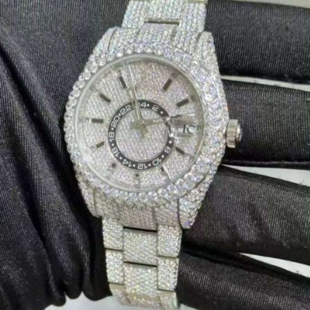 Hot Selling New Stainless Steel Diamond VVS1 Mossonite Full Iced Out Luxury Men's 40mm Quartz 20mm Rose Gold Wrist Watch