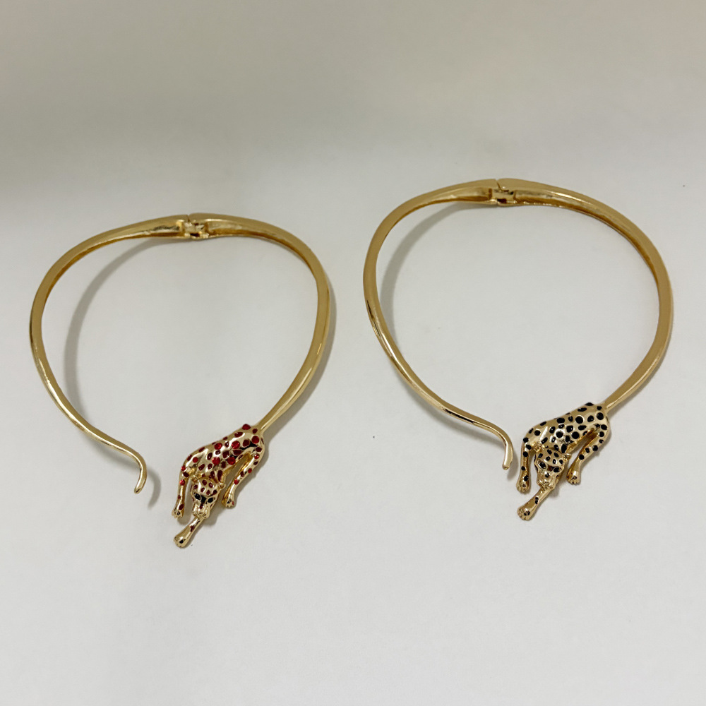 Luxury 18K Gold Color Enamel Leopard Collar Necklace for Women Zircon Diamond Panther Animal Designer Necklace chokers Women Jewelry for wedding gift