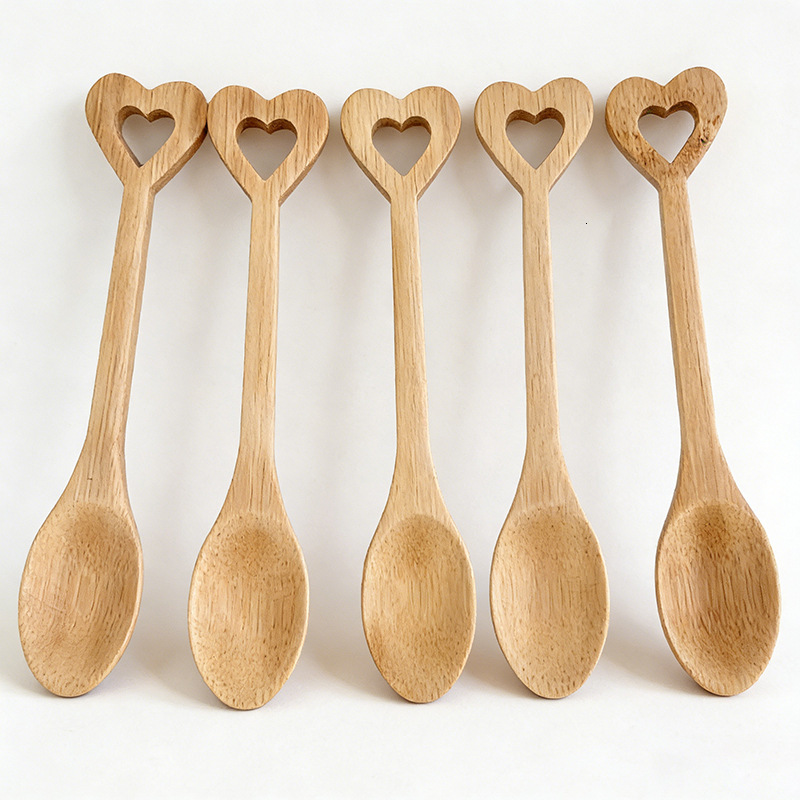 Spoon Household Commercial Creative Heart Shaped Children Tableware Honey Rice Spoon Carbonized Bamboo 3pcs Spoon