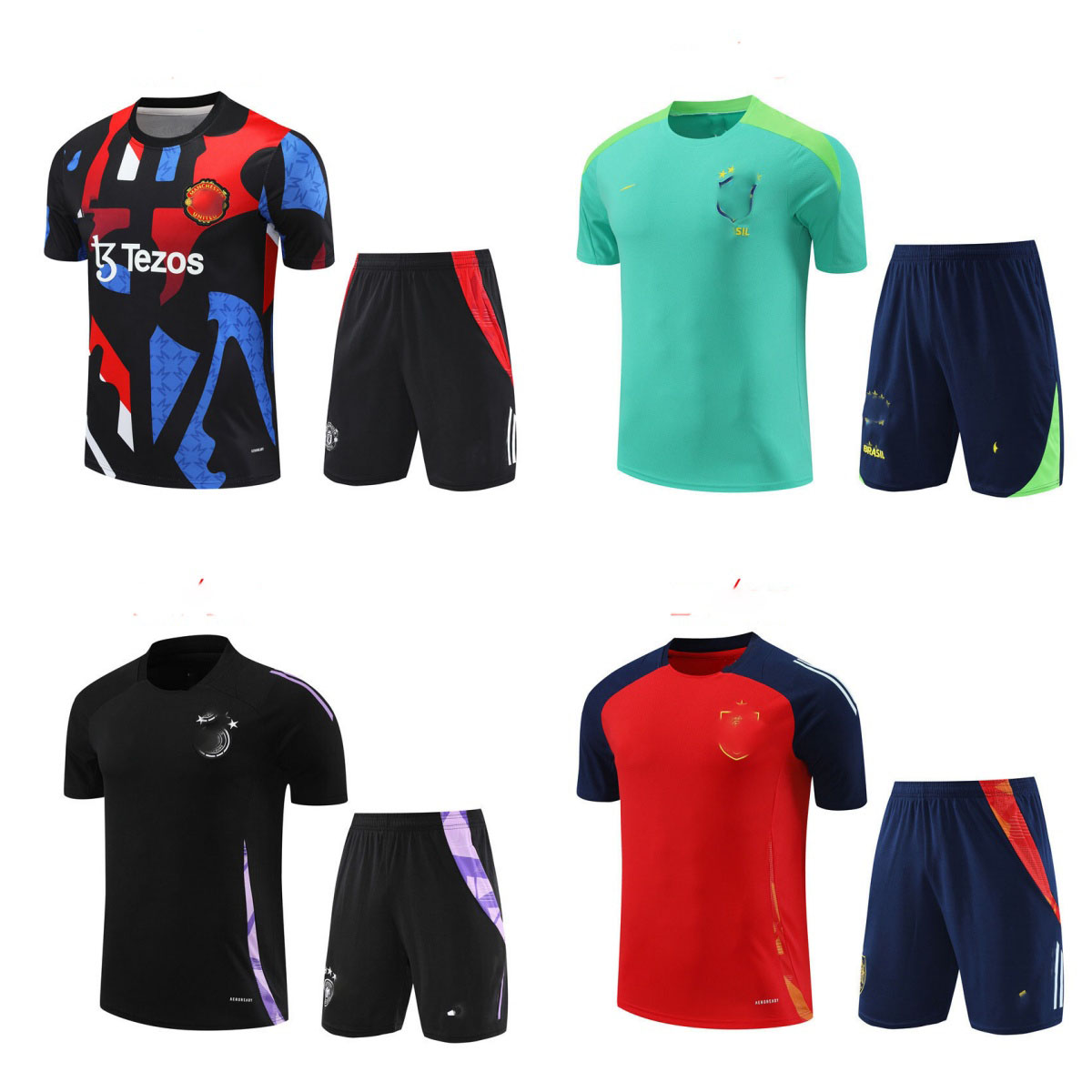 2024 25 26 Men's Tracksuit Designer T-Shirt Football Training Kit Short-Sleeved Top and Shorts High-Quality Quick-Dry Breathable Comfort Fitness Set