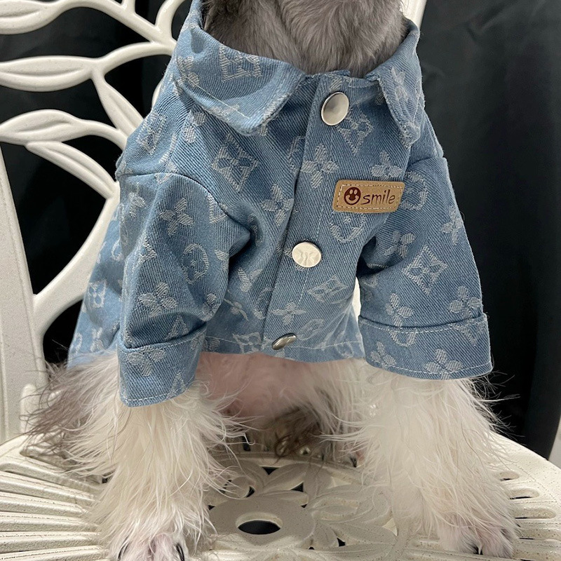 Pet for Large Dogs Golden Retriever Giant Poodle Samoyed Puppy Clothes Teddy Bichon Pomeranian Autumn Winter Thick Trendy Brand Denim