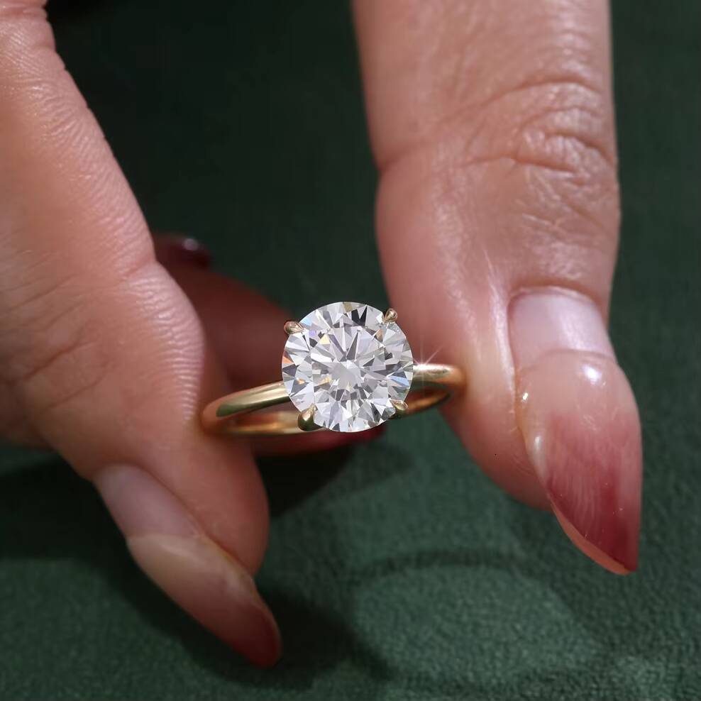 18K Yellow Gold Lab Grown Diamond Ring Engagement Rings for Women Anniversary Gifts Everyday Wear Couture Jewelry Luxury Fashion