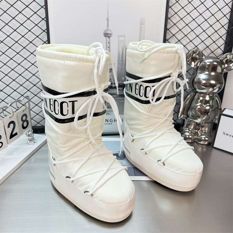 Waterproof Starry Sky Moon Snow for Women 2025 Winter New Mid-High Lace-Up Non-Slip Warm Ski Boots