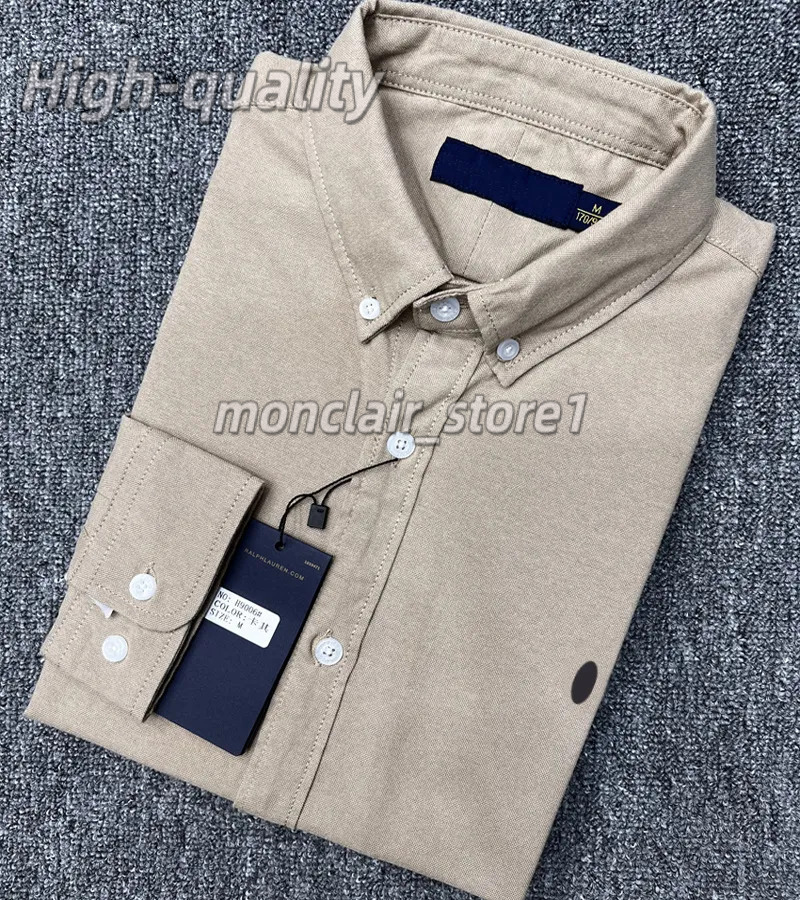 Ralphslaurenmen Shirt Long Sleeve Luxury Men's Casual Ralphlarunes Long Sleeve Embroidery Button Down Social Business Tshirts Solid Color Tops For Men Wo 26B