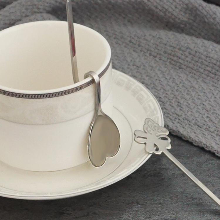 Spoon 304 Stainless Steel Creative Heart Shaped Hanging Korean Style Dessert Stirring Spoon 2pcs