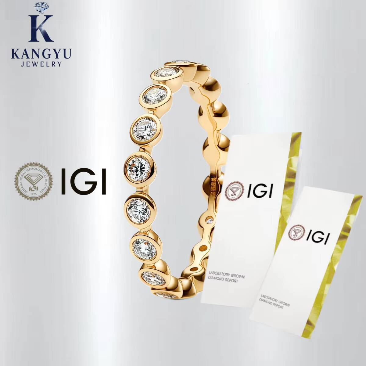 14K Solid Gold IGI Certified CVD/HTPT Lab-Created Diamond Wedding Ring-Luxury Style Customizable Multiple Sizes