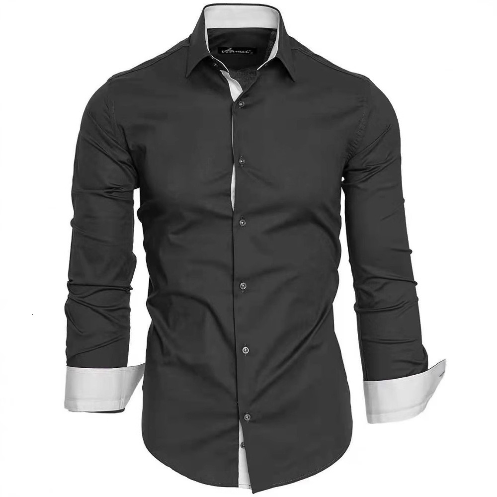 Bestseller 2025 new men's handsome personality casual contrast Tencel long sleeve men's casual shirt ddmytues