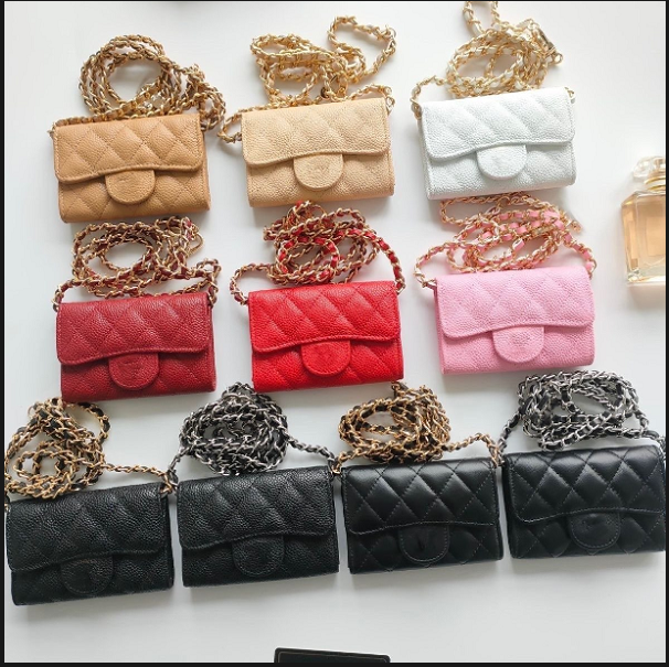 women designer wallet shoulder bag chain handbag plaid wallet double letter solid buckle sheepskin caviar pattern women luxury evening bag mini handbag mini purse