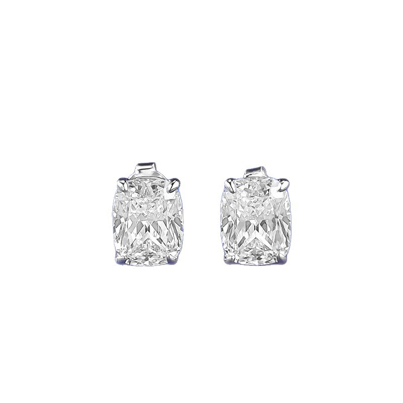 Rulalei Gorgeous 3CT Cushion Shape High Carbon Diamond Solitaire Luxury Jewelry 925 Sterling Silver 18K Gold Fill Ice Cut Gemstones Party Lady Stud Ea