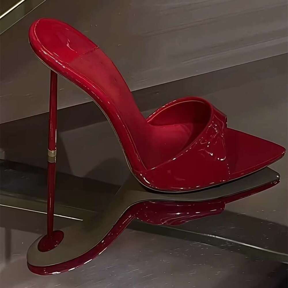 High Heeled Pointed Toe Peep Toe Ultra Thin Heel Leather Simple New Style Outdoor Wear Sexy Red Wedding Sandals For Women