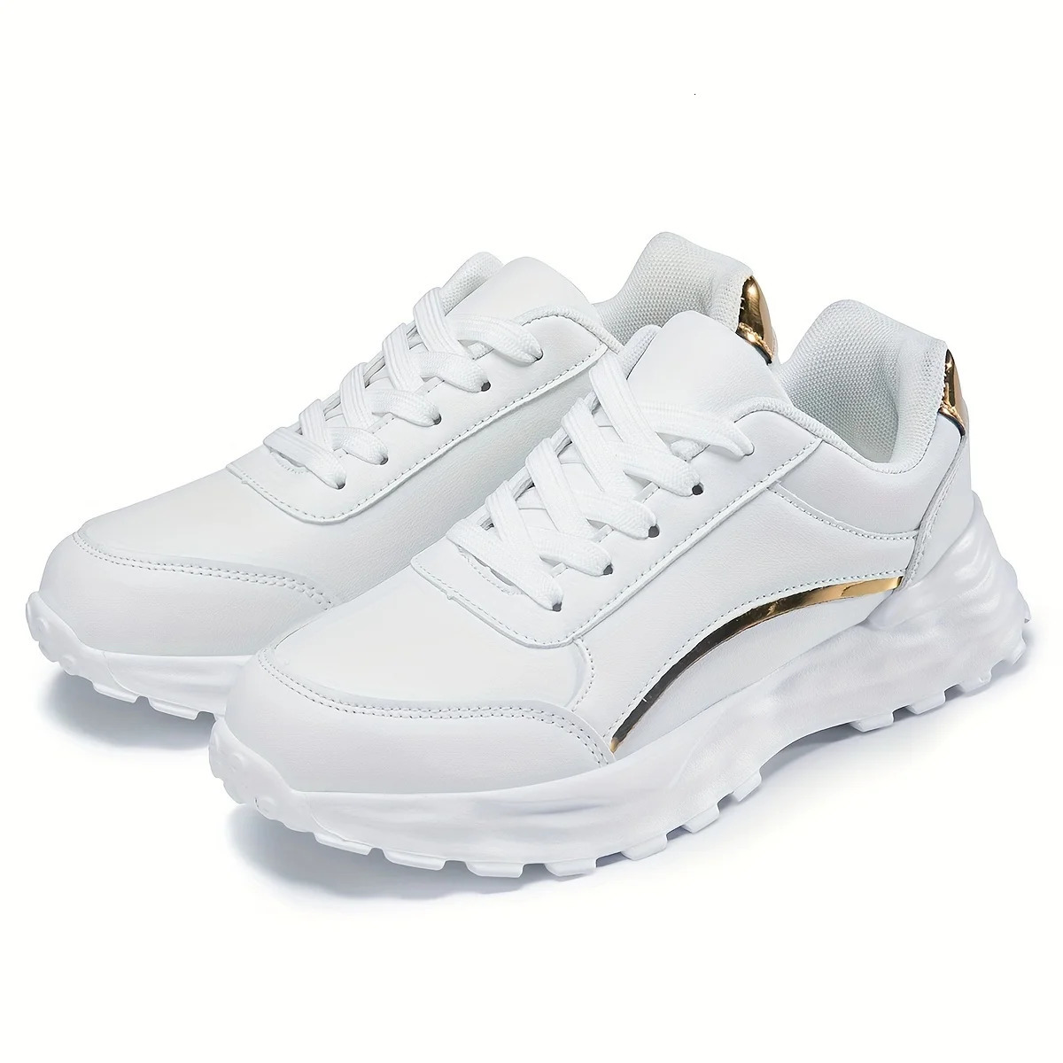 Womens Solid Color Casual Sneaker Lace-up Lightweight Soft Sole Walking Shoes Low-Top Comfortable Training Shoes 260409