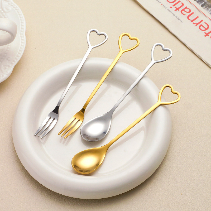 Cutlery Set Creative Stainless Steel Small Gift Box Heart Coffee Dessert Spoon Fruit Fork