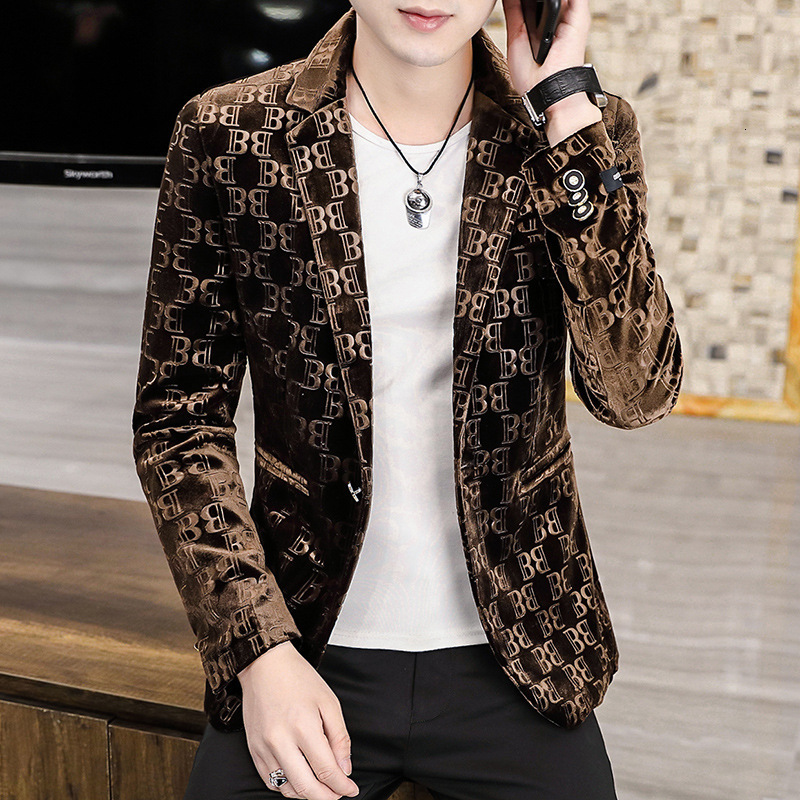 Designer Blazer - Four-season Velvet Suit Jacket - Men's Slim-fit Youth Style Small Set Of Single-piece Suit Jackets - Fashionable And Luxurious  - view 5