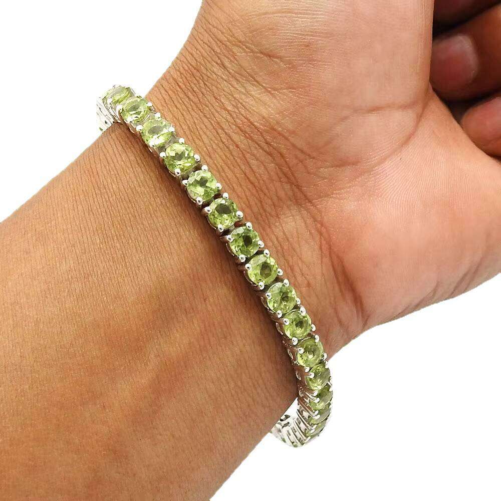 925 Sterling Silver With Round Cut Peridot Gemstone Mother Chain Bohemian Bracelet Handcrafted Wholesale Jewelry