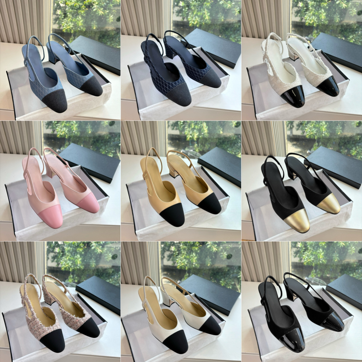 Women's Luxury Denim Square-Toe Slingbacks with Chunky Block Heels - Perfect for Parties & Outings