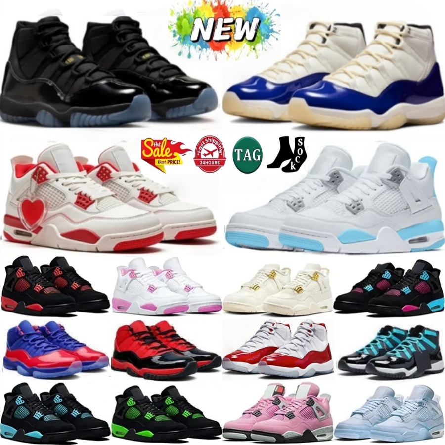 With Box 11 Cool Gamma Blue 25th Anniversary size 14 men shoes Designer 4s basketball shoes for men Black Cat University Military Thunder White Oreo Grey Varsity