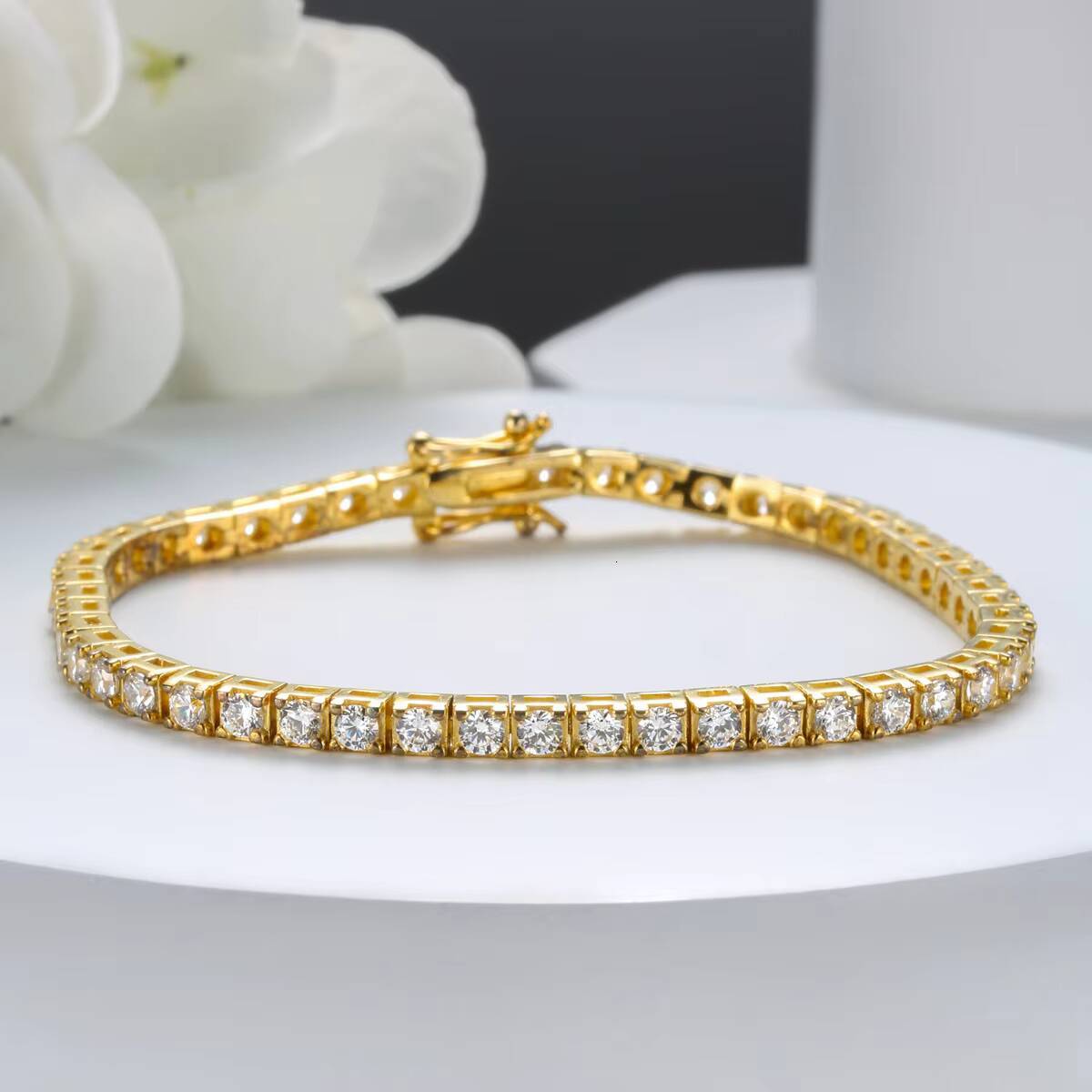 Dropshipping Elegant S925 Sterling Silver Moissanite Tennis Bracelet for Men and Women Couples Design