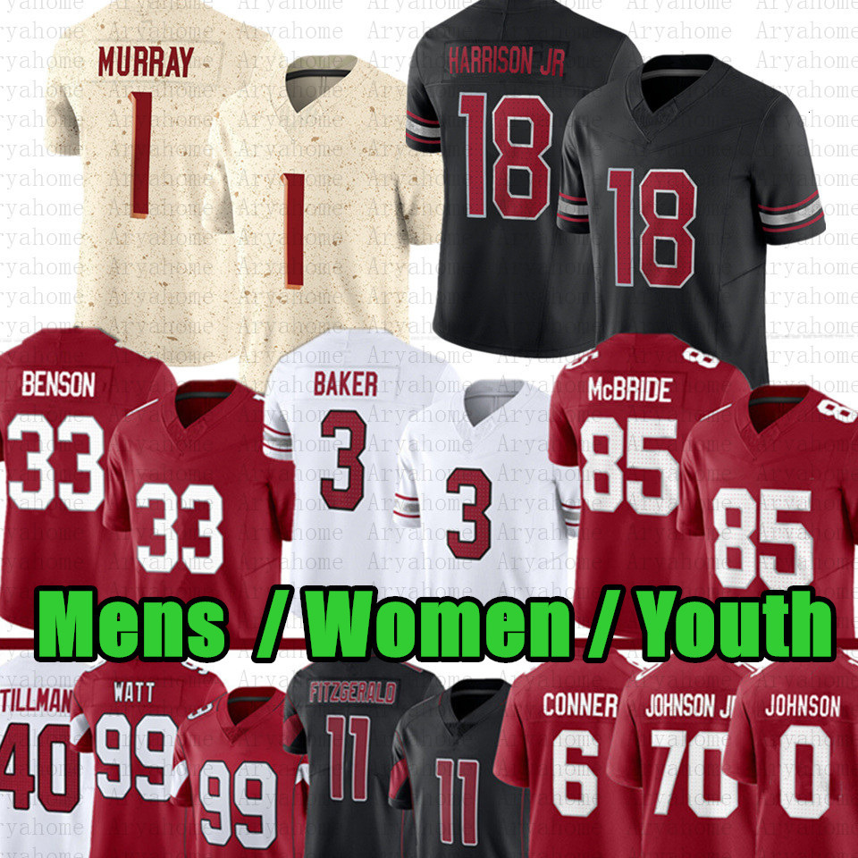 1 Kyler Murray Marvin Harrison Jr Football Jersey Trey McBride Budda Baker James Conner Trey Benson Larry Fitzgerald Will Johnson Josh Sweat Walter No