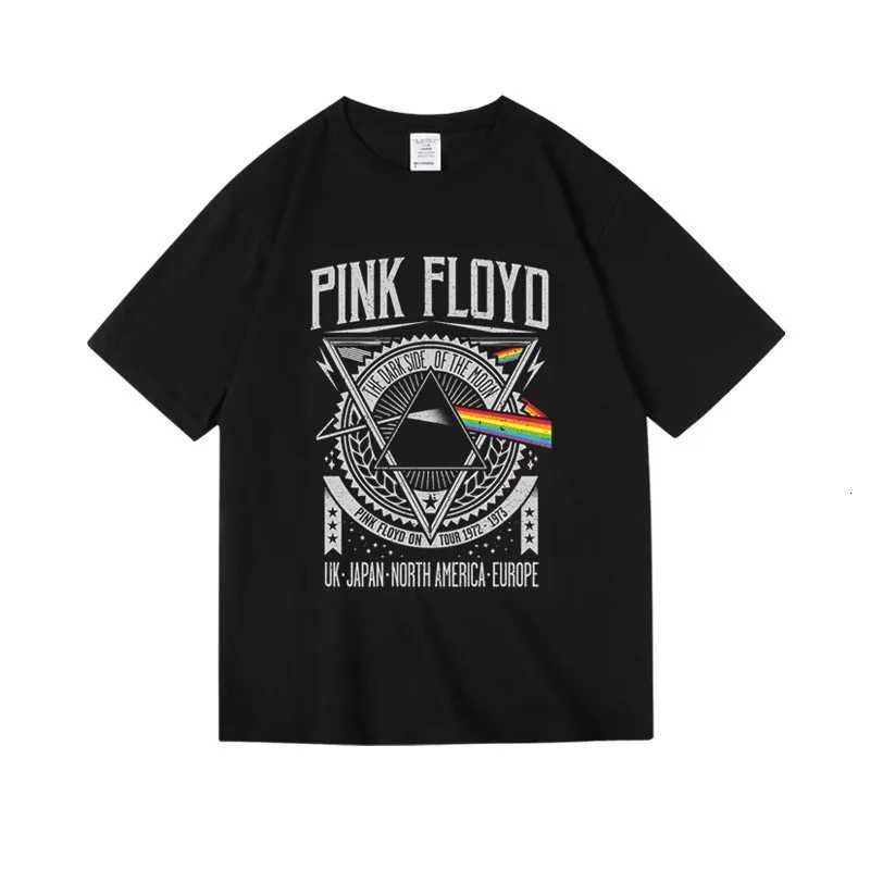 Dark Side of The Moon Album Art T-shirt Tops Vintage Men Women Oversized Cotton Clothes Hip Hop Band Tee Clothing T260410