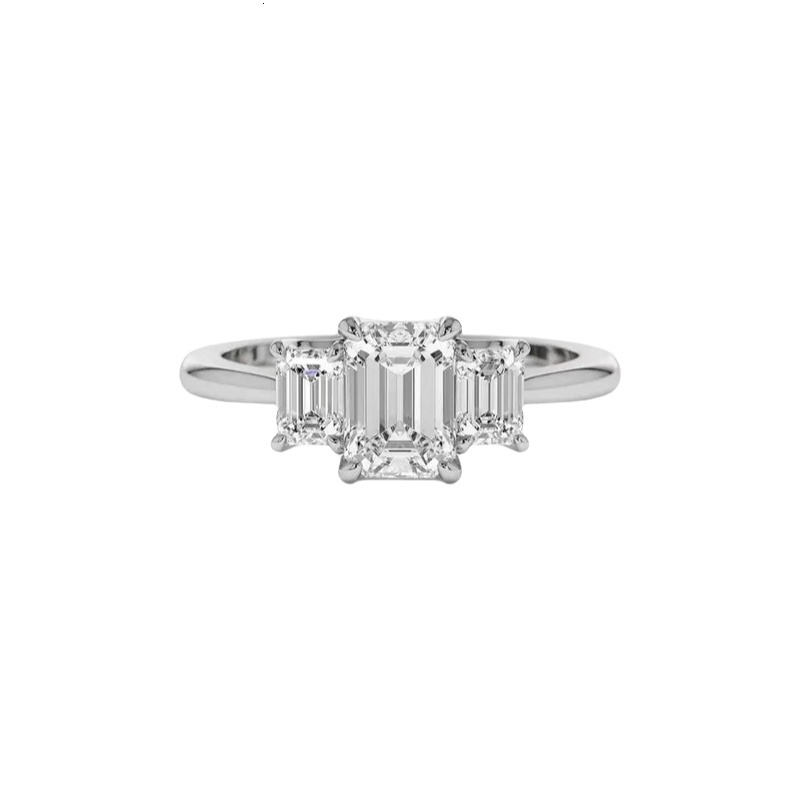 White Gold IGI Certificated Lab & Ring Grown Diamond 5CT Vintage Engagement Emerald Cut Ring