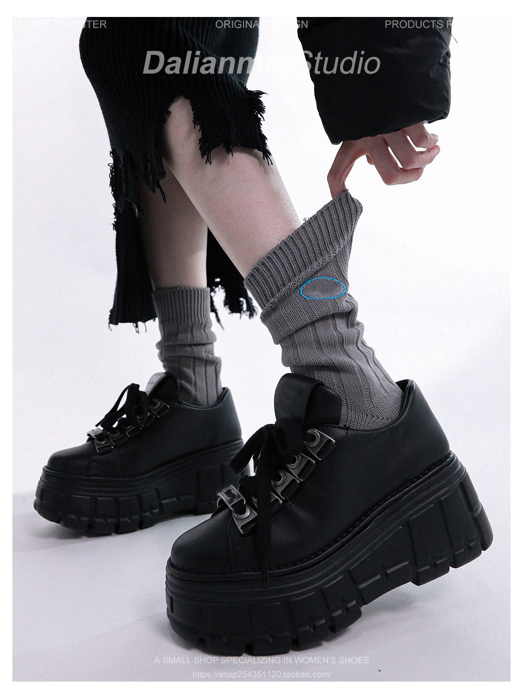 Sandals Platform Round-Toe Leather Comfortable Shoes Metallic White Subculture Y2K Punk High Heels Height-Enhancing Gothic Sneakers