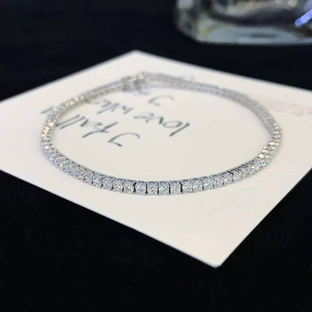 Unisex Fashion Lab-Grown CVD HPHT IGI Certified Brilliant Cut Laser Drilled Diamond Tennis Style 14K 18K Gold Bracelet