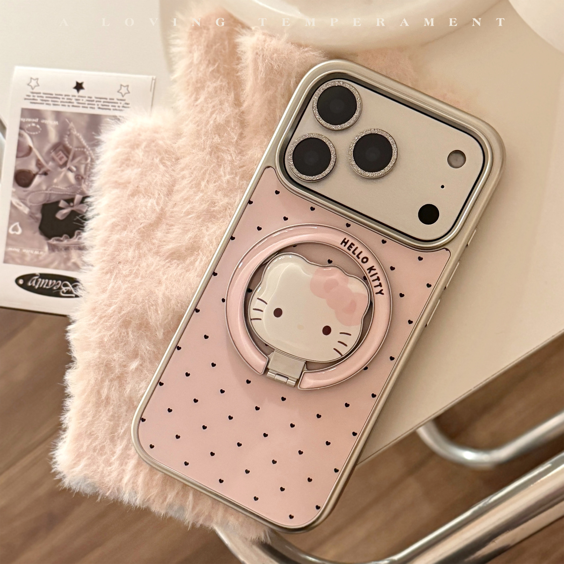 Cute Hello Kitty Magnetic Phone Case for iPhone 17 Pro Max, Pink Electroplated Cover for iPhone 16 15 13