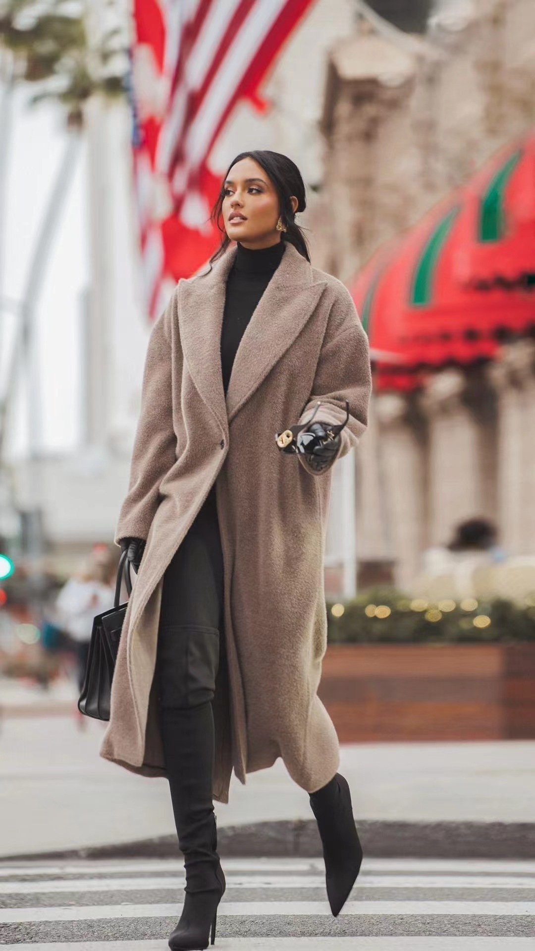 2026 Designer Luxury Brand Women's Set Autumn/winter Outdoor Trendy Women's Velvet Warm Long Coat Fashion Casual Long Sleeve Collar Wool Sli