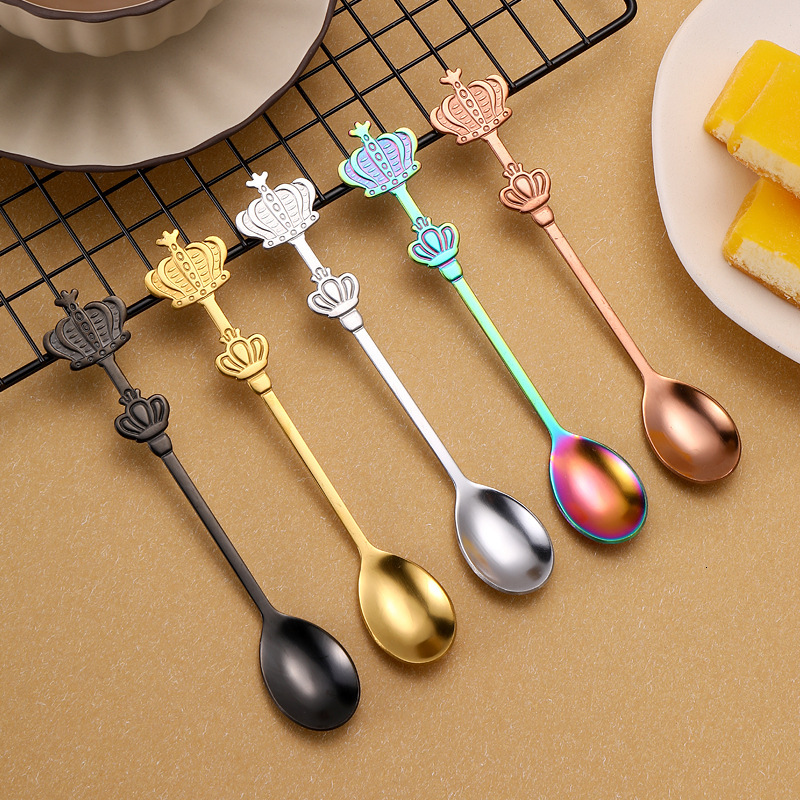 Spoon Creative Double Crown Stainless Steel High Value Souvenir Coffee Spoon Titanium Plated Light Luxury Palace Style Soup Spoon