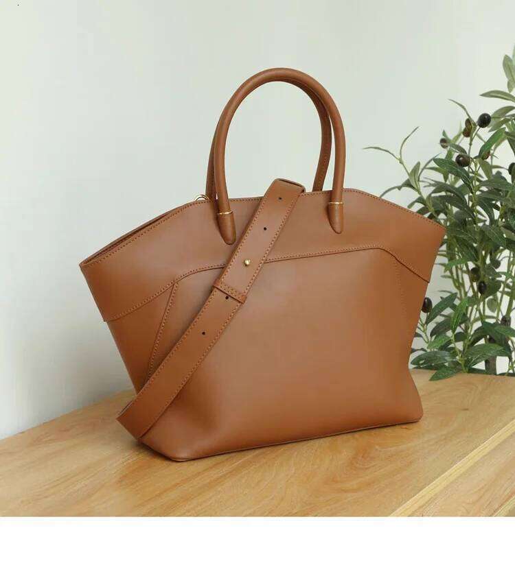 Custom Fashion New Style Women's Cowhide Leather One Shoulder Crossbody Bag Top Handle Large Capacity Commuter Bag Ladies Daily Work Tote Bag SEN