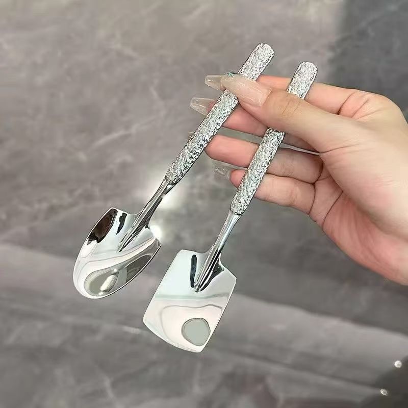 New Stainless Steel Shovel Cross-Border Hot Item Upgraded Watermelon Hammer Pattern Cream Sand Ice Pointed Spoon High Aesthetic