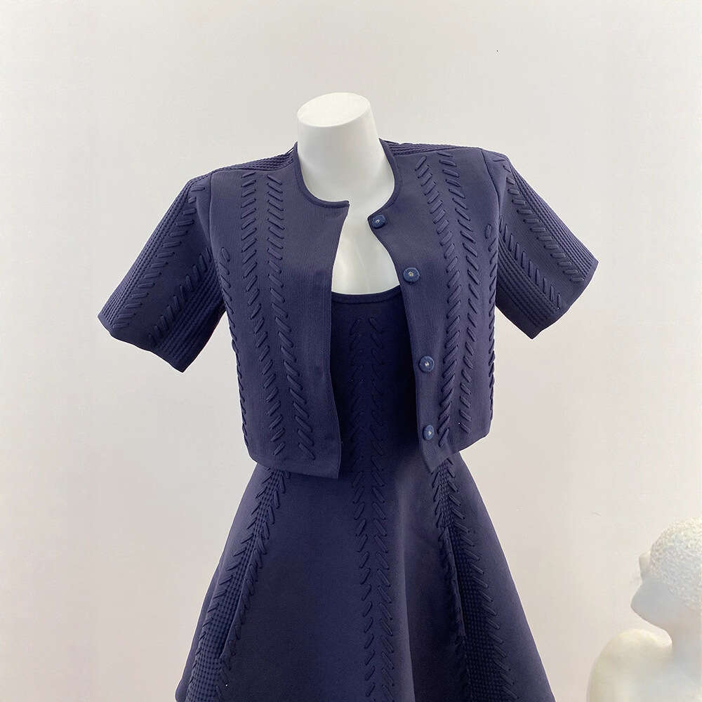 2026 k30 autumn new designer women's fashionable retro camisole dress+short sleeved cardigan