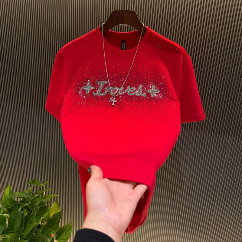 Designer Blouse 26 Styles New Year Men's Autumn/winter Round-neck Short-sleeved Crystal Embroidery Men's Blouse Available Various Colors Hig