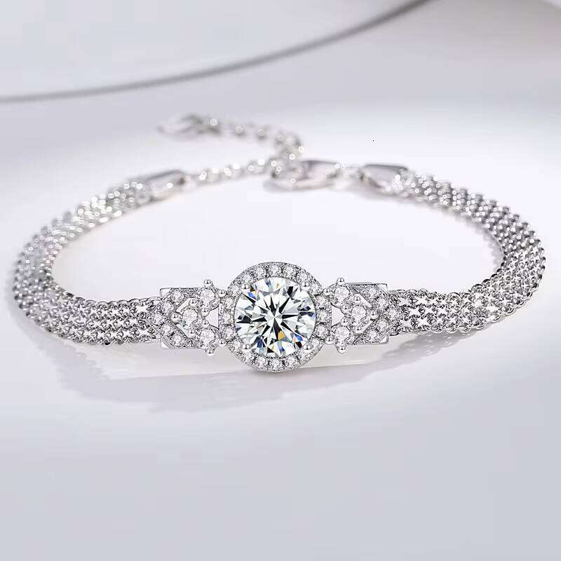 925 Sterling Silver Trendy Hollow-Out Cake Bracelet for Women Wholesale Moissanite Bangles