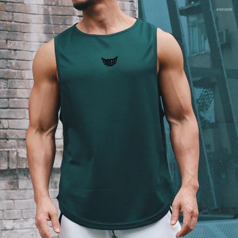 Men's T Shirts Mens Gym Clothing Fitness Bodybuilding Mesh Tank Tops Stringer Singlet Vest Clothes Sleeveless Muscle Summer Undershirt