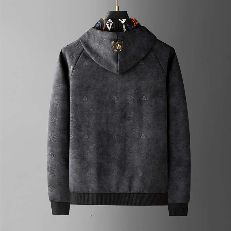 European High Quality Men's Luxury Embossed Two-Piece Set, 2026 Autumn Hooded Sports Suit with Personalized Badge